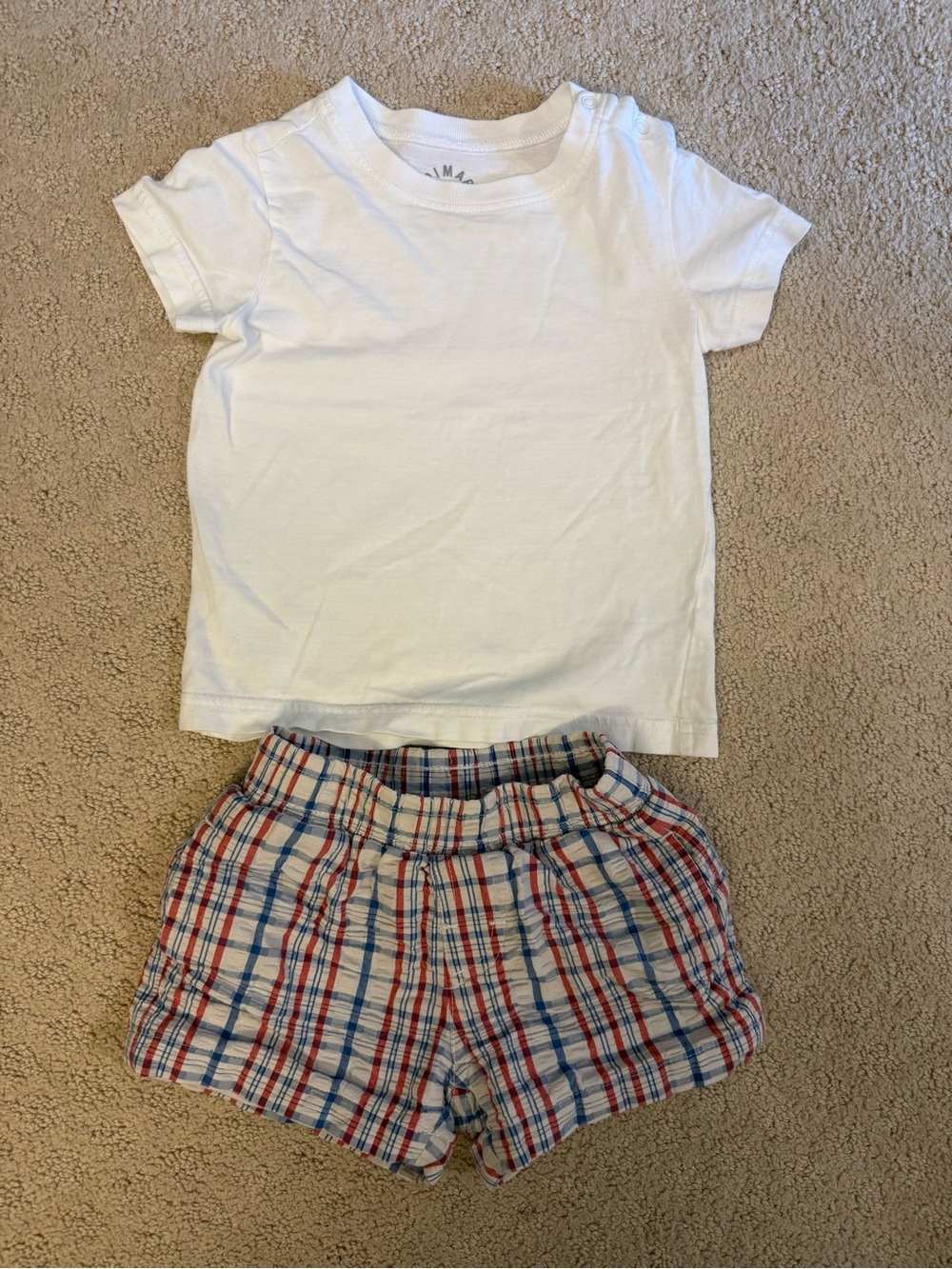 Beaufort Bonnet Co Plaid Shorts Toddler Boys Outfit Primary White Tee 2T 18-24M